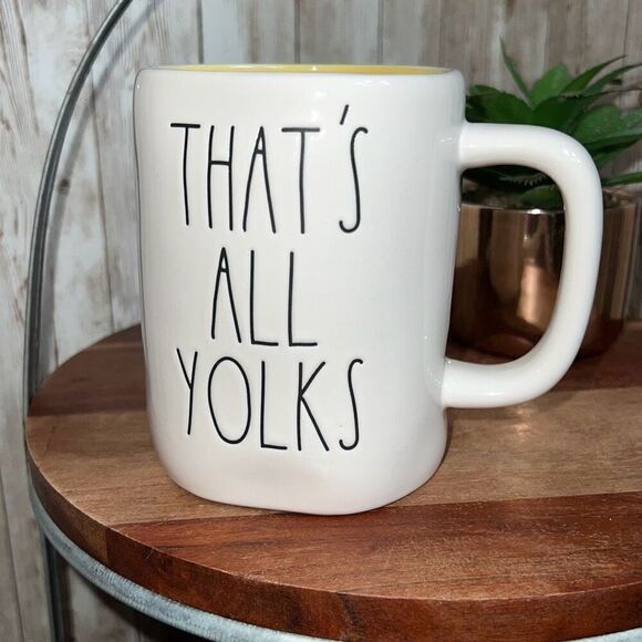 RAE DUNN Coffee Mug Mother’s Day Gift Wife Tea That’s All Yolks White Easter - Picture 1 of 6